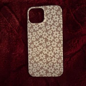 Floral Pattern Phone Case - White Flowers on Tan